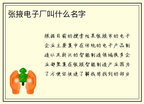 张掖电子厂叫什么名字