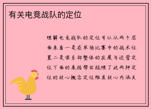 有关电竞战队的定位